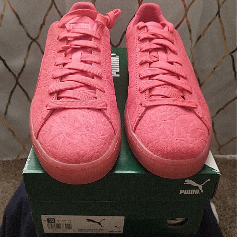 PUMA Suede Triplex Mono size 10 US color: sunblaze-paradisepink-perres